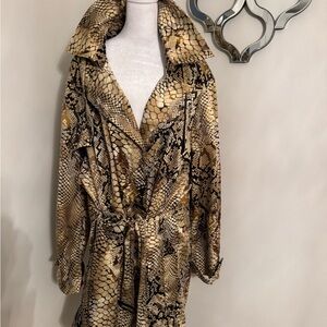 Ashley Stewart Snake Print Trench Coat in Tan, Black, Cream- ITEM NOT FOR SALE